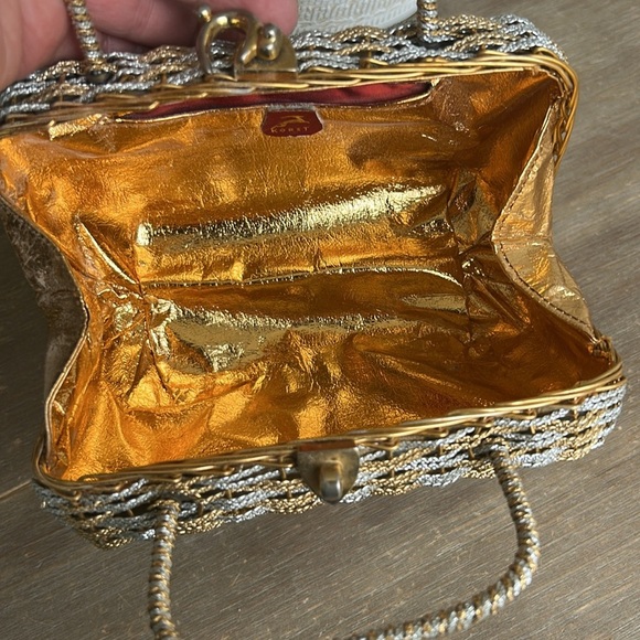 KORET Woven Golden and Silver Metallic Top Handle Handbag Vintage 60’s - Picture 9 of 15